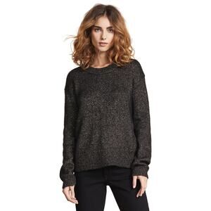 ALC Bowen Metallic Flyaway Sweater M Black Gold Merino Wool Alpaca A.L.C. Luxe